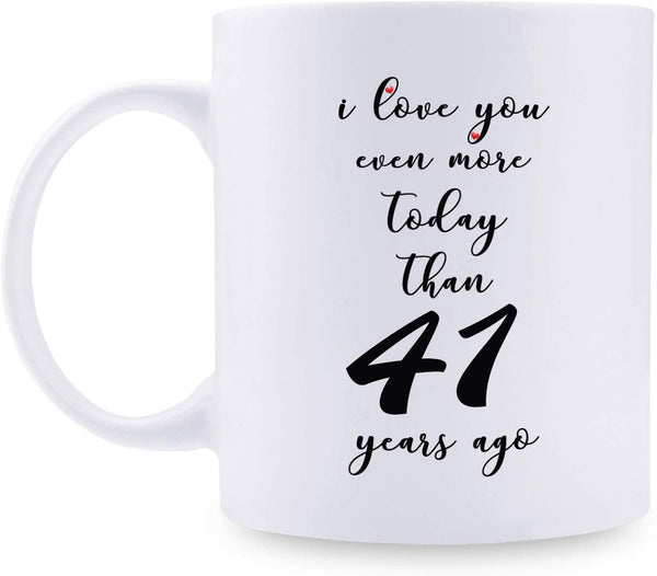 41st Anniversary Gifts - 41st Wedding Anniversary Gifts for Couple, 41 Year Anniversary Gifts 11oz Funny Coffee Mug for Couples, Husband, Hubby, Wife, Wifey, Her, Him, I Love You Even More