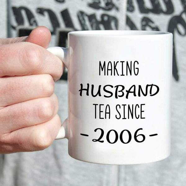 13th Anniversary Gifts - 13th Wedding Anniversary Gifts for Couple, 13 Year Anniversary Gifts 11oz Funny Coffee Mug for Husband, Hubby, Him, making husband tea