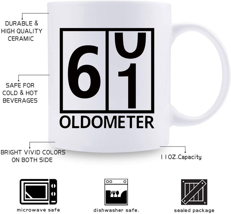 61st Birthday Gifts for Women - 1958 Birthday Gifts for Women, 61 Years Old Birthday Gifts Coffee Mug for Mom, Wife, Friend, Sister, Her, Colleague, Coworker, Oldometer Mug - 11oz