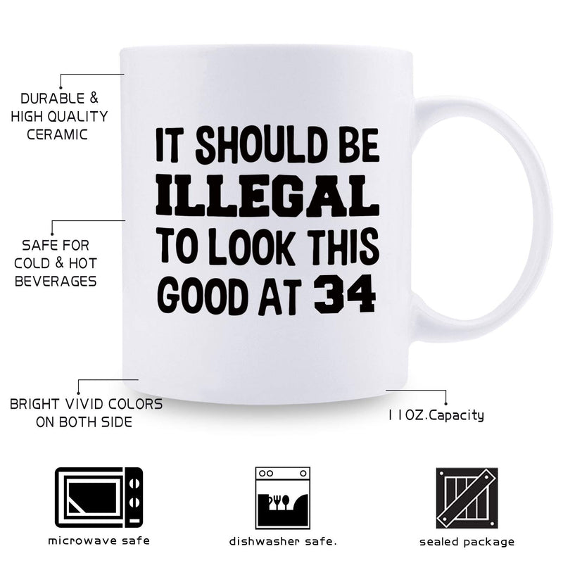 34th Birthday Gifts for Men - 1985 Birthday Gifts for Men, 34 Years Old Birthday Gifts Coffee Mug for Dad, Husband, Friend, Brother, Him, Colleague, Coworker - 11oz