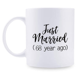 68th Anniversary Gifts - 68th Wedding Anniversary Gifts for Couple, 68 Year Anniversary Gifts 11oz Funny Coffee Mug for Couples, Husband, Hubby, Wife, Wifey, Her, Him, just married