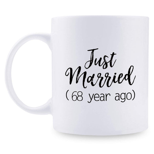 68th Anniversary Gifts - 68th Wedding Anniversary Gifts for Couple, 68 Year Anniversary Gifts 11oz Funny Coffee Mug for Couples, Husband, Hubby, Wife, Wifey, Her, Him, just married