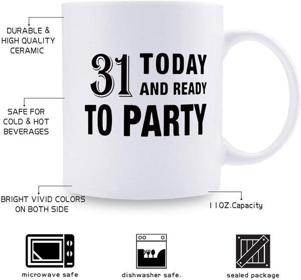 31st Birthday Gifts for Men - 1988 Birthday Gifts for Men, 31 Years Old Birthday Gifts Coffee Mug for Dad, Husband, Friend, Brother, Him, Colleague, Coworker - 11oz