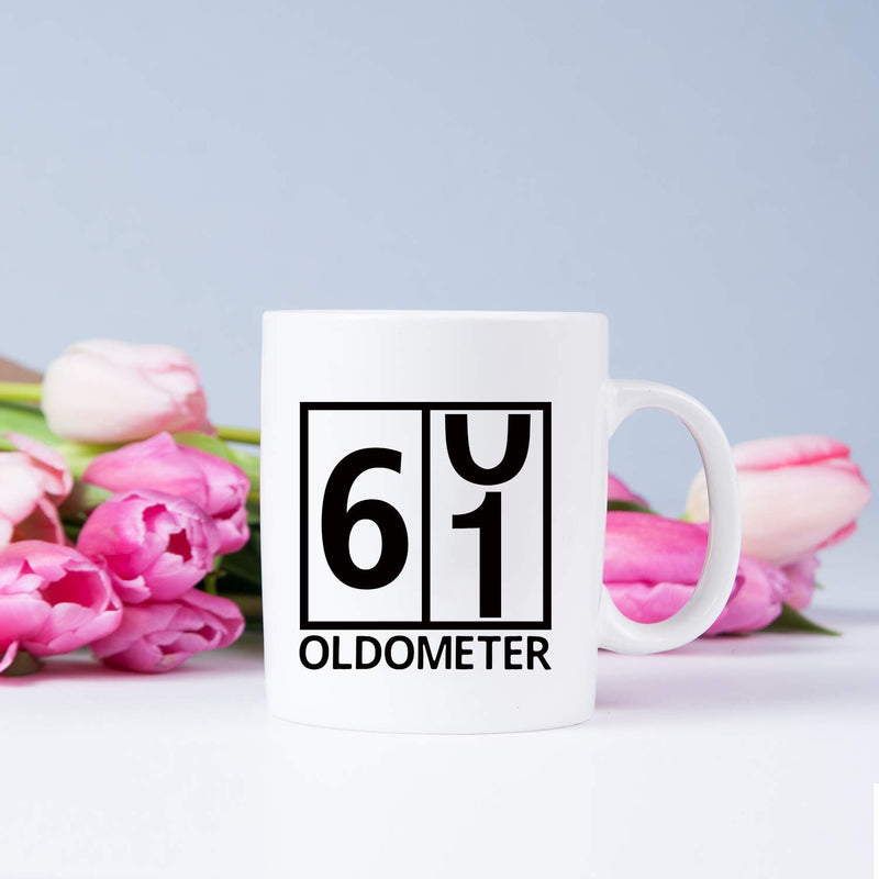 61st Birthday Gifts for Women - 1958 Birthday Gifts for Women, 61 Years Old Birthday Gifts Coffee Mug for Mom, Wife, Friend, Sister, Her, Colleague, Coworker, Oldometer Mug - 11oz