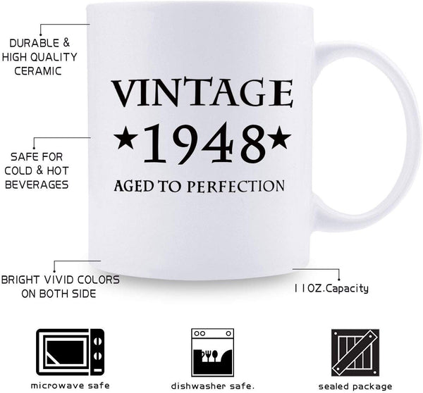 71st Birthday Gifts for Women - 1948 Birthday Gifts for Women, 71 Years Old Birthday Gifts Coffee Mug for Mom, Wife, Friend, Sister, Her, Colleague, Coworker - 11oz