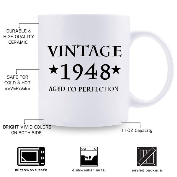 71st Birthday Gifts for Men - 1948 Birthday Gifts for Men, 71 Years Old Birthday Gifts Coffee Mug for Dad, Husband, Friend, Brother, Him, Colleague, Coworker - 11oz