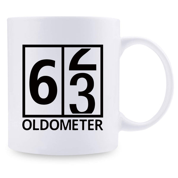 63rd Birthday Gifts for Men - 1956 Birthday Gifts for Men, 63 Years Old Birthday Gifts Coffee Mug for Dad, Husband, Friend, Brother, Him, Colleague, Coworker, Oldometer Mug - 11oz