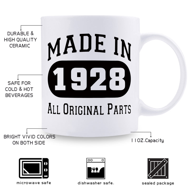 91st Birthday Gifts for Men - 1928 Birthday Gifts for Men, 91 Years Old Birthday Gifts Coffee Mug for Dad, Husband, Friend, Brother, Him, Colleague, Coworker - 11oz