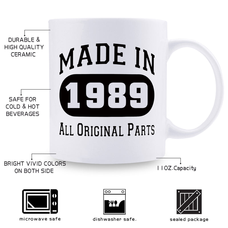 30th Birthday Gifts for Men - 1989 Birthday Gifts for Men, 30 Years Old Birthday Gifts Coffee Mug for Dad, Husband, Friend, Brother, Him, Colleague, Coworker - 11oz