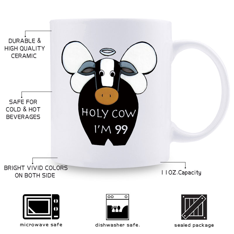 99th Birthday Gifts for Women - 1920 Birthday Gifts for Women, 99 Years Old Birthday Gifts Coffee Mug for Mom, Wife, Friend, Sister, Her, Colleague, Coworker, HOLY COW MUG - 11oz