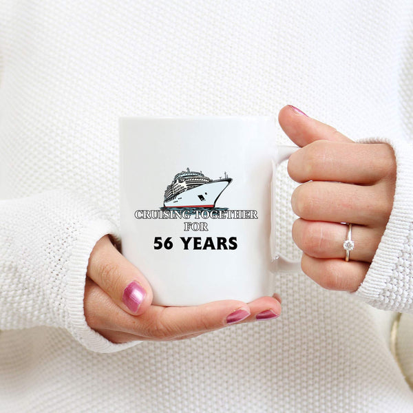 56th Anniversary Gifts - 56th Wedding Anniversary Gifts for Couple, 56 Year Anniversary Gifts 11oz Funny Coffee Mug for Couples, Husband, Hubby, Wife, Wifey, Her, Him, cruising together