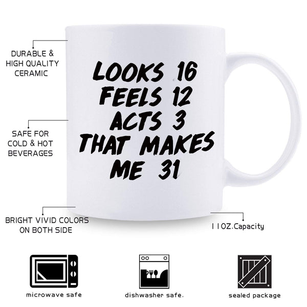 31st Birthday Gifts for Men - 1988 Birthday Gifts for Men, 31 Years Old Birthday Gifts Coffee Mug for Dad, Husband, Friend, Brother, Him, Colleague, Coworker - 11oz