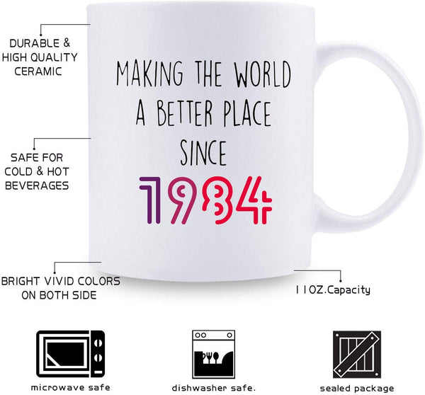 35th Birthday Gifts for Women - 1984 Birthday Gifts for Women, 35 Years Old Birthday Gifts Coffee Mug for Mom, Wife, Friend, Sister, Her, Colleague, Coworker - 11oz