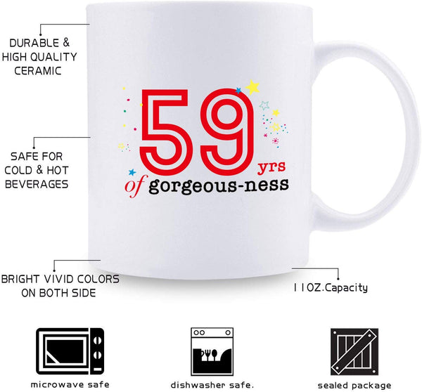 59th Birthday Gifts for Women - 1960 Birthday Gifts for Women, 59 Years Old Birthday Gifts Coffee Mug for Mom, Wife, Friend, Sister, Her, Colleague, Coworker - 11oz