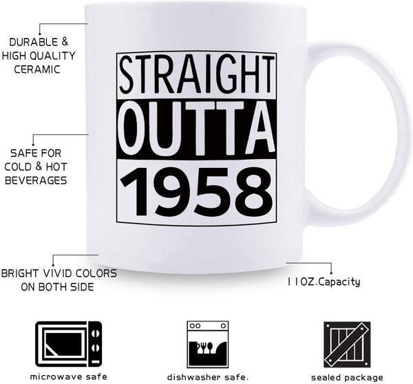 61st Birthday Gifts for Men - 1958 Birthday Gifts for Men, 61 Years Old Birthday Gifts Coffee Mug for Dad, Husband, Friend, Brother, Him, Colleague, Coworker - 11oz