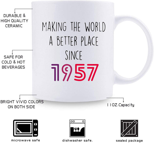 62nd Birthday Gifts for Men - 1957 Birthday Gifts for Men, 62 Years Old Birthday Gifts Coffee Mug for Dad, Husband, Friend, Brother, Him, Colleague, Coworker - 11oz