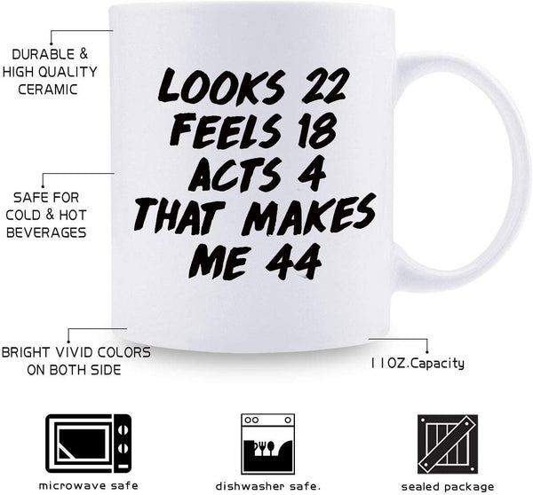 44th Birthday Gifts for Women - 1975 Birthday Gifts for Women, 44 Years Old Birthday Gifts Coffee Mug for Mom, Wife, Friend, Sister, Her, Colleague, Coworker - 11oz