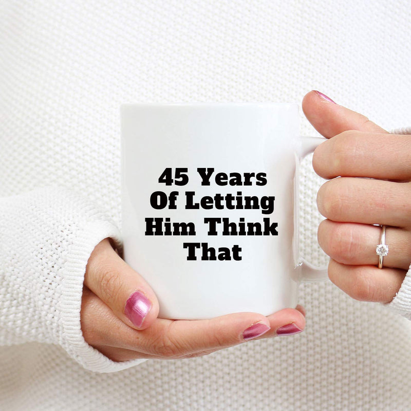 45th Anniversary Gifts - 45th Wedding Anniversary Gifts for Couple, 45 Year Anniversary Gifts 11oz Funny Coffee Mug for Couples, Husband, Hubby, Wife, Wifey, Her, Him, wearing the pants