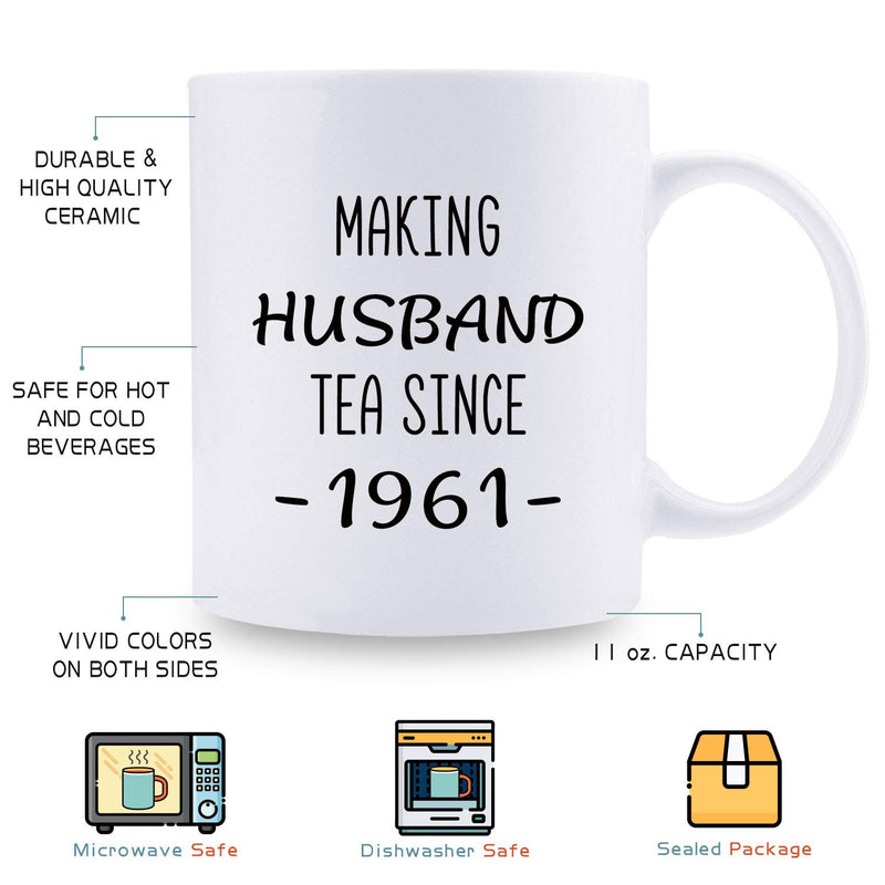 58th Anniversary Gifts - 58th Wedding Anniversary Gifts for Couple, 58 Year Anniversary Gifts 11oz Funny Coffee Mug for Husband, Hubby, Him, making husband tea