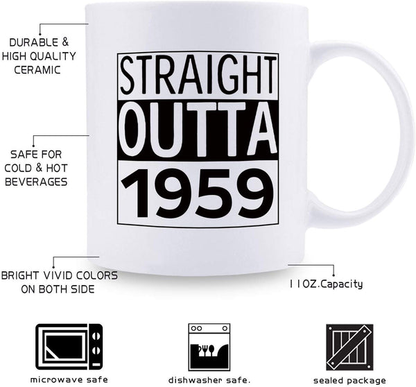 60th Birthday Gifts for Men - 1959 Birthday Gifts for Men, 60 Years Old Birthday Gifts Coffee Mug for Dad, Husband, Friend, Brother, Him, Colleague, Coworker - 11oz