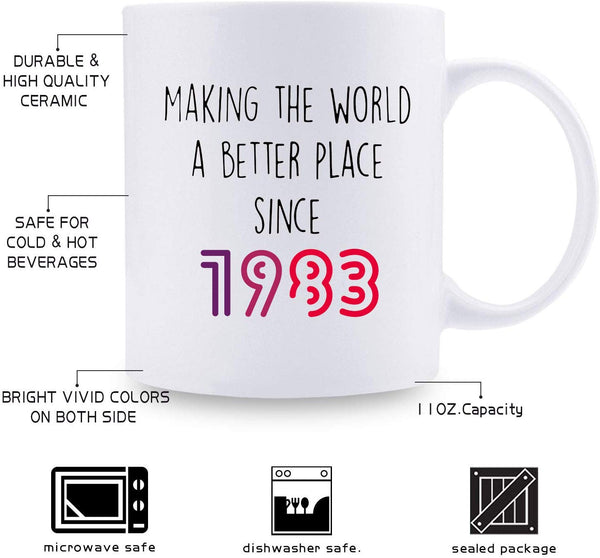 36th Birthday Gifts for Women - 1983 Birthday Gifts for Women, 36 Years Old Birthday Gifts Coffee Mug for Mom, Wife, Friend, Sister, Her, Colleague, Coworker - 11oz