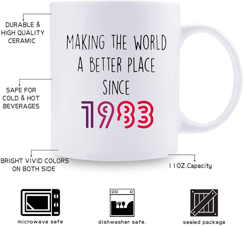 36th Birthday Gifts for Women - 1983 Birthday Gifts for Women, 36 Years Old Birthday Gifts Coffee Mug for Mom, Wife, Friend, Sister, Her, Colleague, Coworker - 11oz