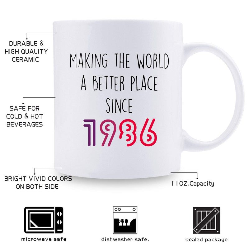 33rd Birthday Gifts for Women - 1986 Birthday Gifts for Women, 33 Years Old Birthday Gifts Coffee Mug for Mom, Wife, Friend, Sister, Her, Colleague, Coworker - 11oz