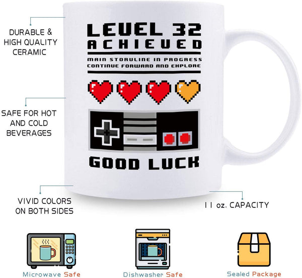 32nd Birthday Gifts for Women - 1987 Birthday Gifts for Women, 32 Years Old Birthday Gifts Coffee Mug for Mom, Wife, Friend, Sister, Her, Colleague, Coworker, good luck- 11oz