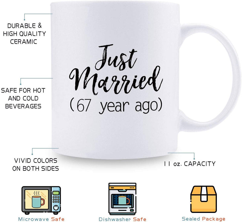 67th Anniversary Gifts - 67th Wedding Anniversary Gifts for Couple, 67 Year Anniversary Gifts 11oz Funny Coffee Mug for Couples, Husband, Hubby, Wife, Wifey, Her, Him, just married