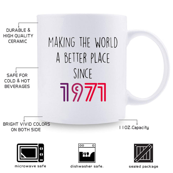 48th Birthday Gifts for Men - 1971 Birthday Gifts for Men, 48 Years Old Birthday Gifts Coffee Mug for Dad, Husband, Friend, Brother, Him, Colleague, Coworker - 11oz