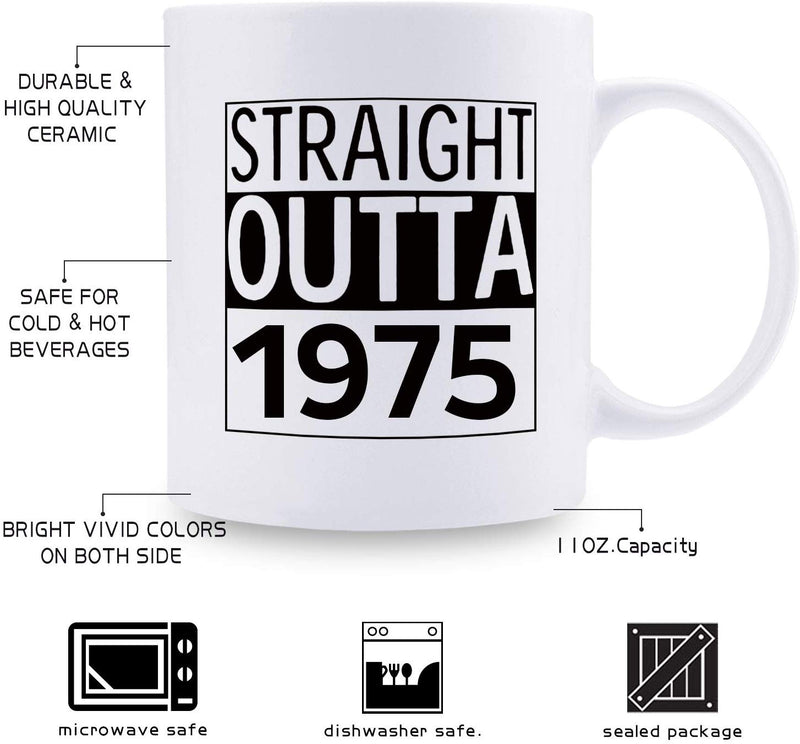 44th Birthday Gifts for Men - 1975 Birthday Gifts for Men, 44 Years Old Birthday Gifts Coffee Mug for Dad, Husband, Friend, Brother, Him, Colleague, Coworker - 11oz