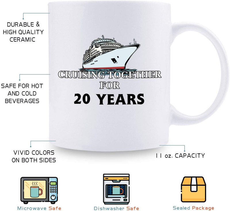 20th Anniversary Gifts - 20th Wedding Anniversary Gifts for Couple, 20 Year Anniversary Gifts 11oz Funny Coffee Mug for Couples, Husband, Hubby, Wife, Wifey, Her, Him, cruising together