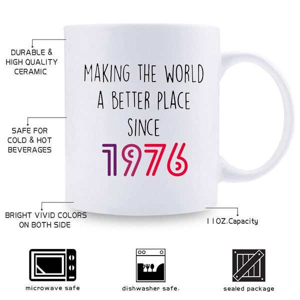 43rd Birthday Gifts for Men - 1976 Birthday Gifts for Men, 43 Years Old Birthday Gifts Coffee Mug for Dad, Husband, Friend, Brother, Him, Colleague, Coworker - 11oz