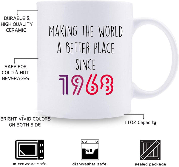 51st Birthday Gifts for Women - 1968 Birthday Gifts for Women, 51 Years Old Birthday Gifts Coffee Mug for Mom, Wife, Friend, Sister, Her, Colleague, Coworker - 11oz