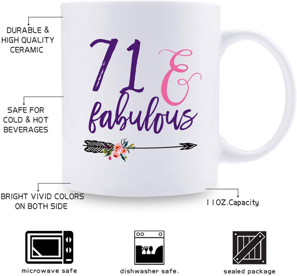 71st Birthday Gifts for Women - 1948 Birthday Gifts for Women, 71 Years Old Birthday Gifts Coffee Mug for Mom, Wife, Friend, Sister, Her, Colleague, Coworker - 11oz