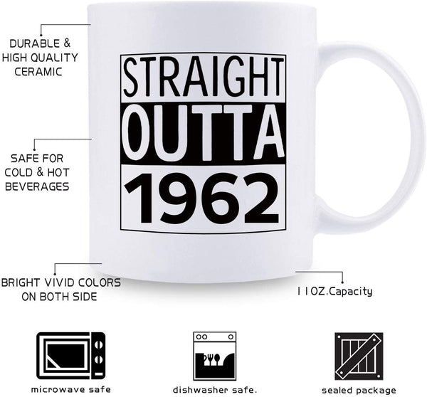 57th Birthday Gifts for Men - 1962 Birthday Gifts for Men, 57 Years Old Birthday Gifts Coffee Mug for Dad, Husband, Friend, Brother, Him, Colleague, Coworker - 11oz