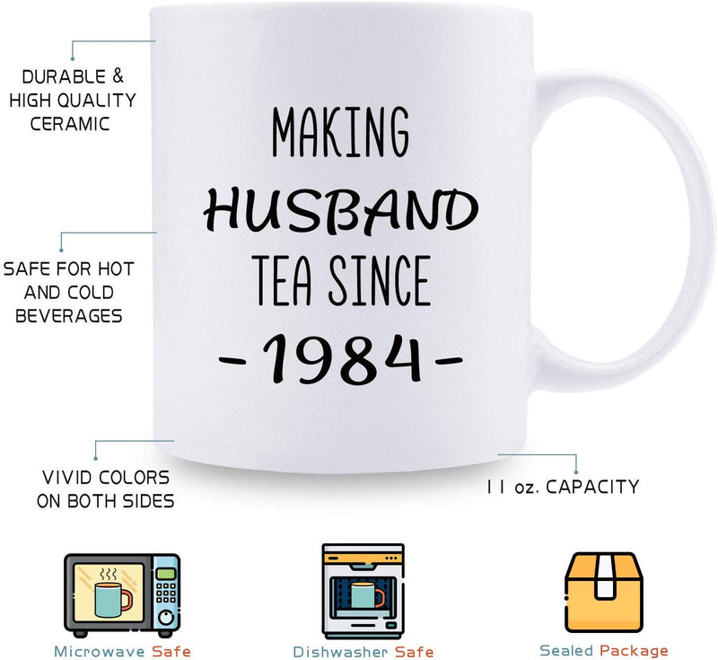 35th Anniversary Gifts - 35th Wedding Anniversary Gifts for Couple, 35 Year Anniversary Gifts 11oz Funny Coffee Mug for Husband, Hubby, Him, making husband tea