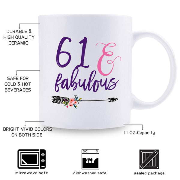 61st Birthday Gifts for Women - 1958 Birthday Gifts for Women, 61 Years Old Birthday Gifts Coffee Mug for Mom, Wife, Friend, Sister, Her, Colleague, Coworker - 11oz