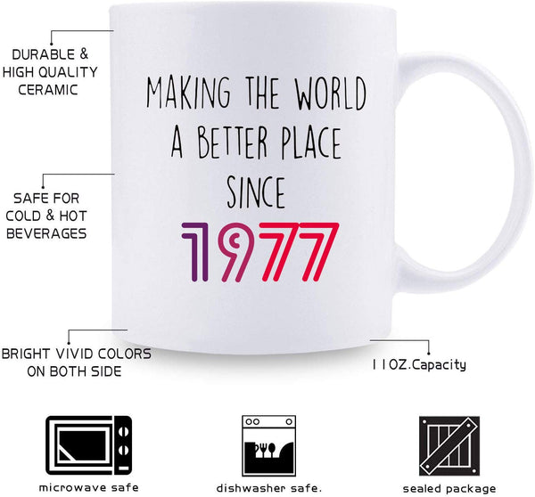 42nd Birthday Gifts for Women - 1977 Birthday Gifts for Women, 42 Years Old Birthday Gifts Coffee Mug for Mom, Wife, Friend, Sister, Her, Colleague, Coworker - 11oz