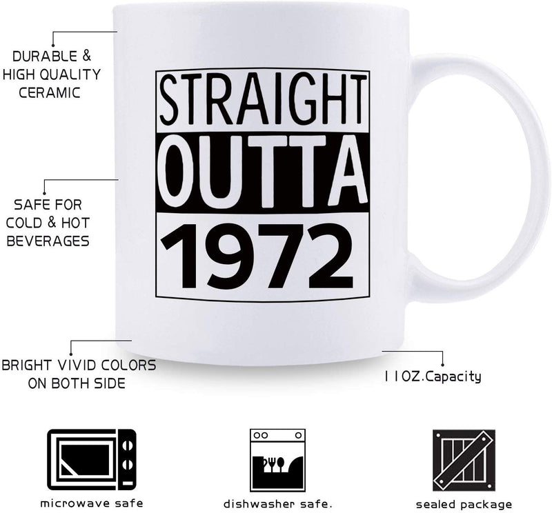 47th Birthday Gifts for Women - 1972 Birthday Gifts for Women, 47 Years Old Birthday Gifts Coffee Mug for Mom, Wife, Friend, Sister, Her, Colleague, Coworker - 11oz