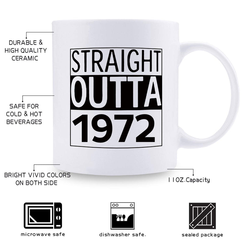 47th Birthday Gifts for Men - 1972 Birthday Gifts for Men, 47 Years Old Birthday Gifts Coffee Mug for Dad, Husband, Friend, Brother, Him, Colleague, Coworker - 11oz