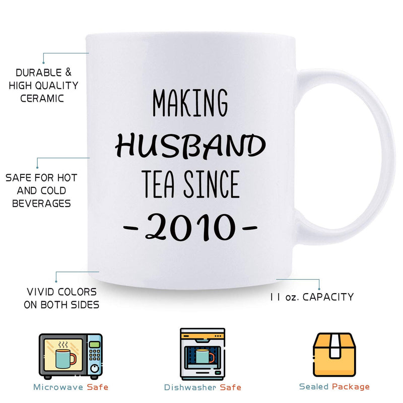 9th Anniversary Gifts - 9th Wedding Anniversary Gifts for Couple, 9 Year Anniversary Gifts 11oz Funny Coffee Mug for Husband, Hubby, Him, making husband tea