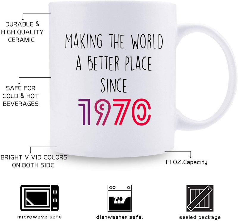 49th Birthday Gifts for Women - 1970 Birthday Gifts for Women, 49 Years Old Birthday Gifts Coffee Mug for Mom, Wife, Friend, Sister, Her, Colleague, Coworker - 11oz