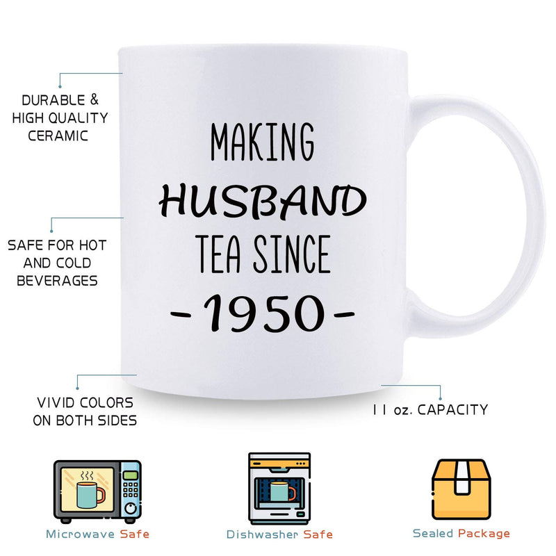 69th Anniversary Gifts - 69th Wedding Anniversary Gifts for Couple, 69 Year Anniversary Gifts 11oz Funny Coffee Mug for Husband, Hubby, Him, making husband tea