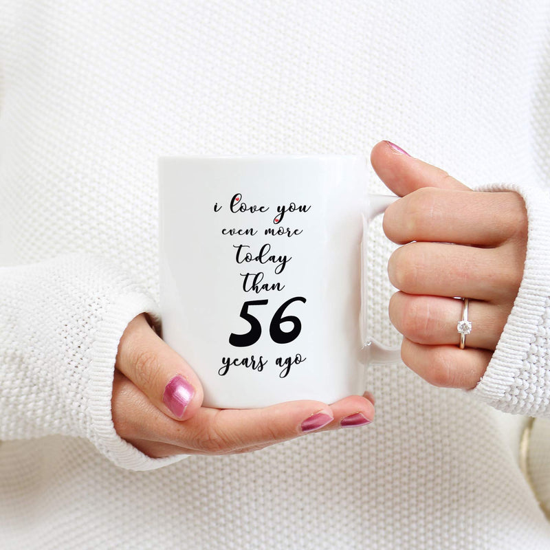 56th Anniversary Gifts - 56th Wedding Anniversary Gifts for Couple, 56 Year Anniversary Gifts 11oz Funny Coffee Mug for Couples, Husband, Hubby, Wife, Wifey, Her, Him, I Love You Even More