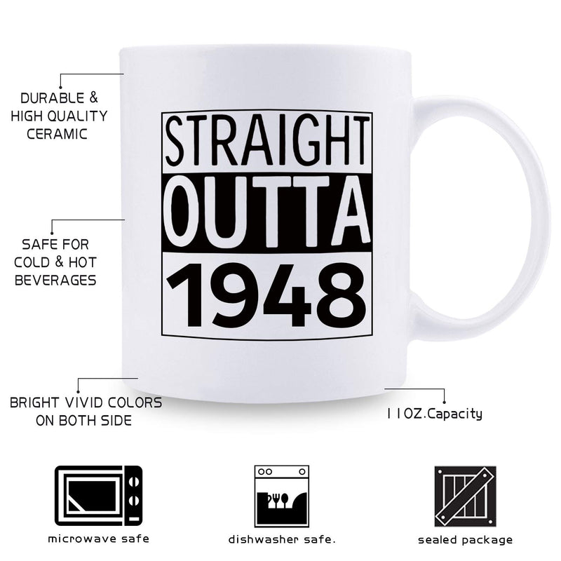 71st Birthday Gifts for Men - 1948 Birthday Gifts for Men, 71 Years Old Birthday Gifts Coffee Mug for Dad, Husband, Friend, Brother, Him, Colleague, Coworker - 11oz