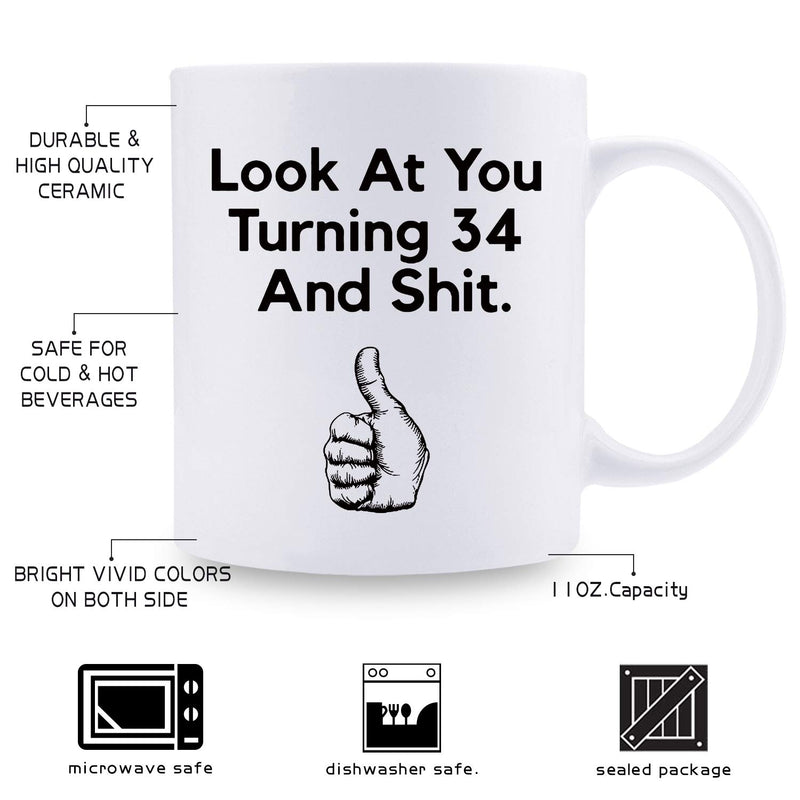 34th Birthday Gifts for Men - 1985 Birthday Gifts for Men, 34 Years Old Birthday Gifts Coffee Mug for Dad, Husband, Friend, Brother, Him, Colleague, Coworker - 11oz