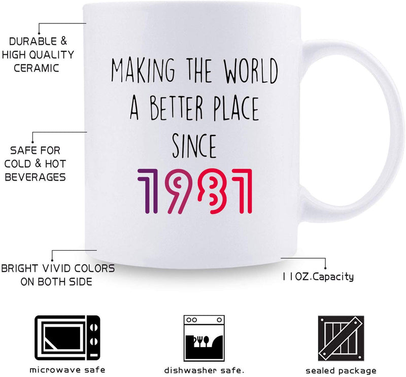 38th Birthday Gifts for Women - 1981 Birthday Gifts for Women, 38 Years Old Birthday Gifts Coffee Mug for Mom, Wife, Friend, Sister, Her, Colleague, Coworker - 11oz