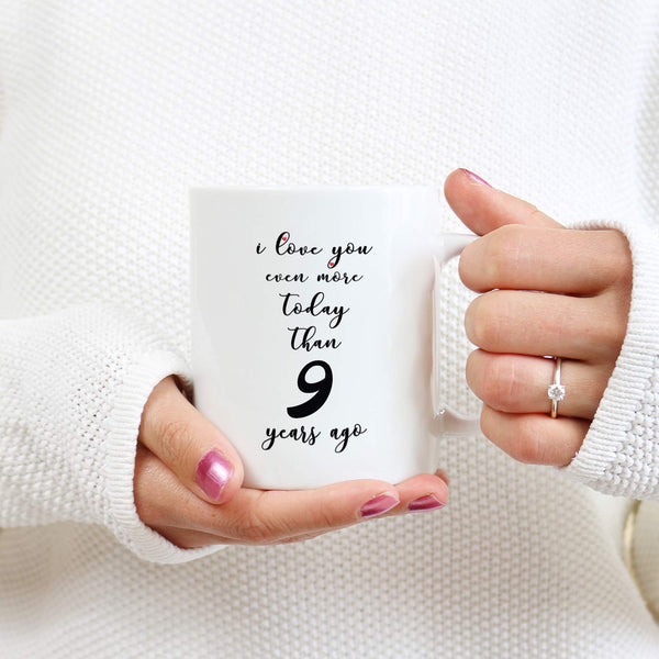 9th Anniversary Gifts - 9th Wedding Anniversary Gifts for Couple, 9 Year Anniversary Gifts 11oz Funny Coffee Mug for Couples, Husband, Hubby, Wife, Wifey, Her, Him, I Love You Even More