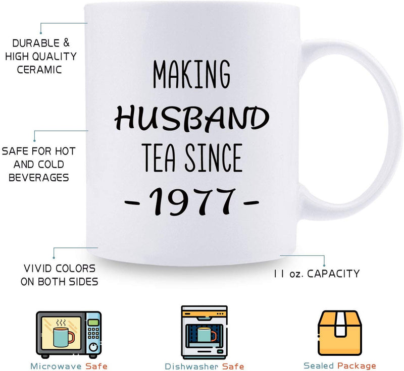 42nd Anniversary Gifts - 42nd Wedding Anniversary Gifts for Couple, 42 Year Anniversary Gifts 11oz Funny Coffee Mug for Husband, Hubby, Him, making husband tea